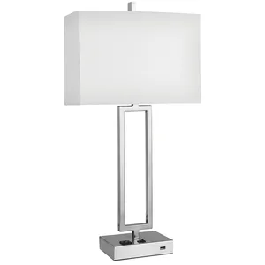 UL Certificated Hotel Guest Room Table Lamp Set Modern RectangularBedside Lamp & Matching Floor Lamp for Hospitality Project thumbnail-4