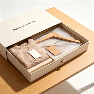 Apparel Folding Gift Box Custom Logo Luxury Paper Packaging Box for Clothing Shirt Garment thumbnail-1