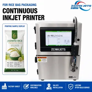 Rice Bag CIJ Continuous Inkjet Printer for Food Grain Packaging Date Batch Lot Code Printing and Production Line Coding thumbnail-1