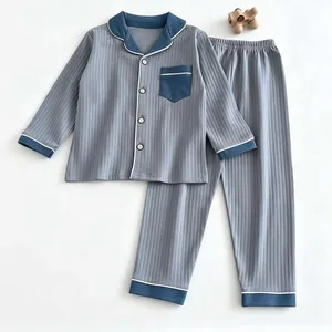 Kids Button‑Down Cotton Pajama Set thumbnail-3