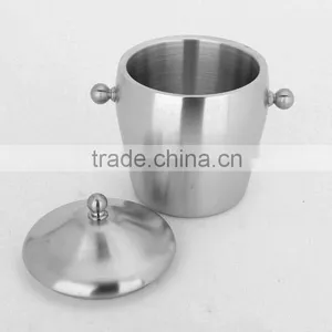 Modern Bar Coolers Ice Tong Double Wall Stainless Steel Mini Ice Bucket Metal With Lid thumbnail-6