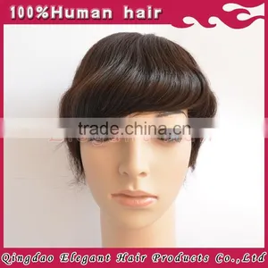 Top 6a Grade Quality 6" 1b# Brazilian Real Human Hair Silk Base Toupee for Men thumbnail-1