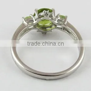 Energe Bloom Green Peridot Ring, Gemstone Silver Jewelry, Fine Silver Jewelry thumbnail-5