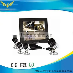 Cheap Cctv Camera Kit! TFT-LCD Quad Monitor With Built-in 4 Channel H.264 4ch Dvr Combo Cctv Camera Kit thumbnail-1