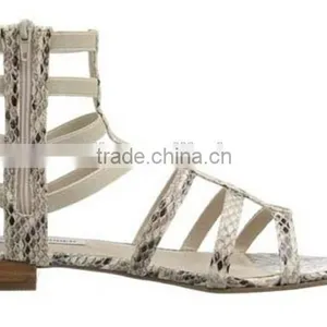 Wholesale Leather Shoes Ankle Sandal Boot Snake Print Cut Out Flat Sandal thumbnail-2