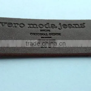 Custom Debossed Brown Real Leather Flag Patches thumbnail-1
