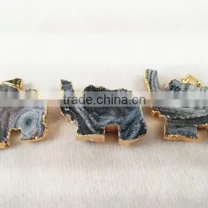 Silver Plating Mixed Color Rough Agate Druzy For Necklace thumbnail-2