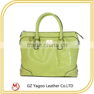 HIGH Quality Women Leather Tote Rivet Bag Guangzhou Handbag Factory thumbnail-1