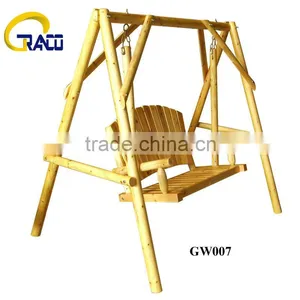Granco GW007 Outdoor Furniture Wooden Log Hanging Chair thumbnail-1