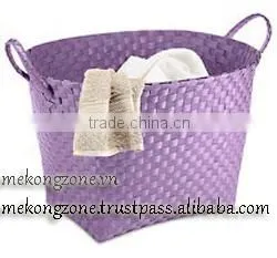Plastic Woven Laundry Bin With Handles thumbnail-1