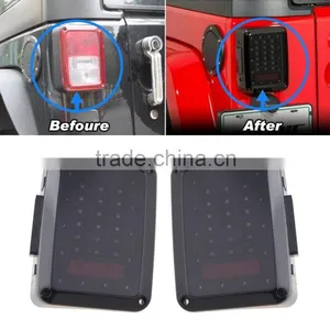 Smoke Lens Jeep Wrangler 07-15 JK LED Brake Tail Lights Bulb Assembly Conversion Rear Turn Singal Reverse Lights thumbnail-1