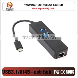 USB 3.1 Type C Ethernet Adapter With USB 3.0 Port HUB for New Macbook thumbnail-1