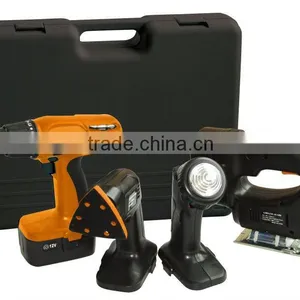4 IN 1 Cordless Tool Set Including Drill, Light, Sander, Jig Saw thumbnail-1