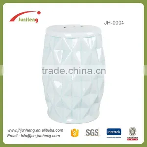 White Glazed Ceramic Wedding Stool, White Bar Stool, Chinese Drum Stool for Garden thumbnail-1