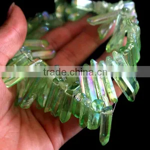 Green Aura of Titanium Coating on Quartz Crystal Necklace for Healing thumbnail-5