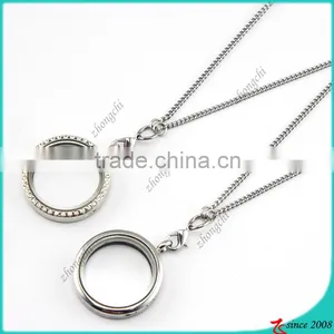 Silver Flat Chain Necklace For Floating Locket Pendant Jewelry (FN16040964) thumbnail-3