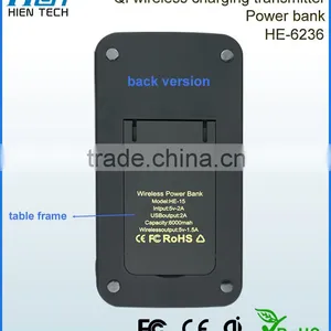 High Quality Qi Wireless Charger Power Bank 6000mAh Rechargeable Battery USB Charging Pad Powerbank for Mobile thumbnail-4