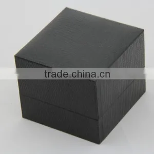 High End Black Small Square Paper Ring Box With Velvet Pad thumbnail-2