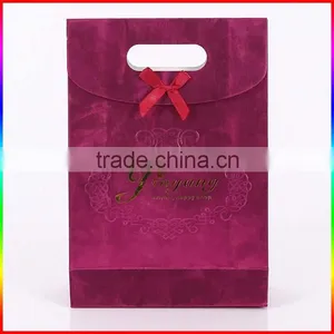 Embossed Magenta Paper Wedding Bag With Gold Printing thumbnail-1