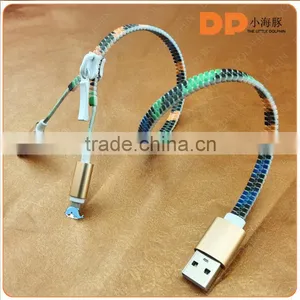 2016 Trending Products 2 in 1 Charging Sync Data Cable Stylish Zipper Usb Cable for Iphone 6 thumbnail-1