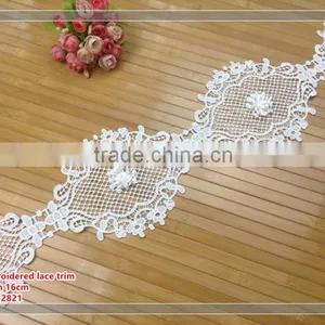 White Color Embroidered Lace Trim thumbnail-1