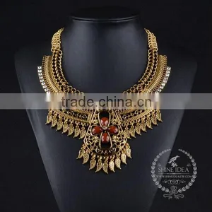 High Quality Vintage Rhinestone Chunky Statement Necklace Tin Alloy Fashion Women Pendant Necklace 6390104 thumbnail-1