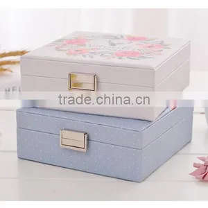 Chinese Factories Wholesale Custom High-grade PU Leather Jewelry Box, Fashion Beautiful Make-up Box, Ring Box thumbnail-4