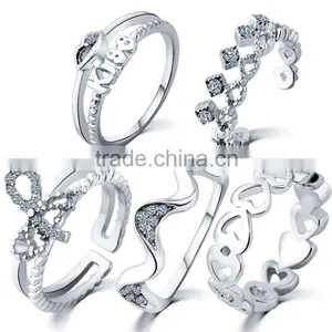 New Design Gold Finger Ring With Diamond Promotional Shinny Silver Rings Knuckles thumbnail-1