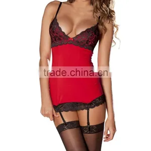 European Sexy Women Babydoll Sexy Lingerie Dress With G-string Stocking Kit Plus Size thumbnail-2