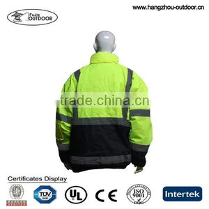 Waterproof Raincoat Yellow High Visibility Reflective Coat Roadway Safety Light Jacket thumbnail-2