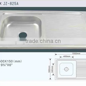 Middle East Hot Sales 100*50*14cm Single Bowl Stainless Steel Kitchen Sink With Drainboard thumbnail-1