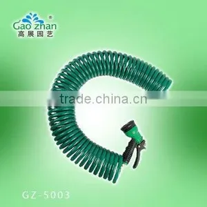 Garden Water Coil Hose With 4-Function Hose Nozzle thumbnail-1