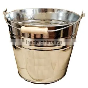 Galvanised Bucket Heavy Duty Strong Metal Bucket Steel Ash Pan Wooden Handle 12lt thumbnail-1