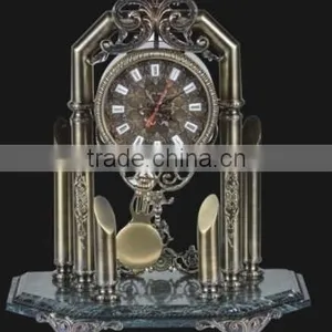 Magnificent Bright Gold Gilt Brass Mantel Clock, Black Marble Base Mantel Clock thumbnail-3