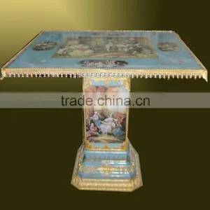 Adorable Cherubs Designed Porcelain Handicraft Small Round Table, Home Decorative Porcelain Art Table thumbnail-4