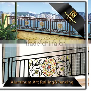 Floor Mounted Carving Decorative Glass Aluminum Balcony Railing thumbnail-1