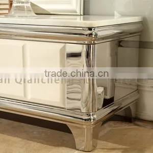 Good Price Stainless Steel Mobile Black Marble tv Stand thumbnail-6