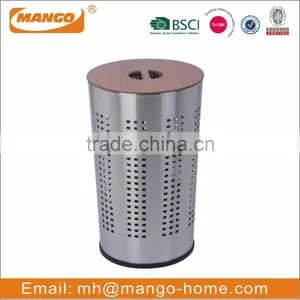 Square MDF Lid Stainless Steel Laundry Basket thumbnail-4