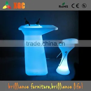 Cheap Plastic Round Tables for Sale/Colorful Light LED Plastic Furniture Bar Table thumbnail-2