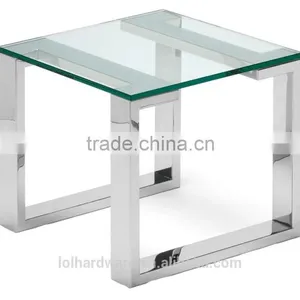 Polished Stainless Steel With Glass Top Side Table thumbnail-1