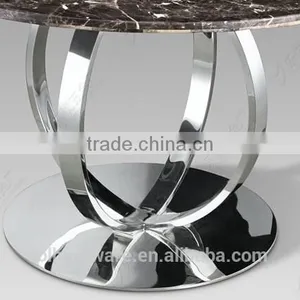 Stainless Steel Base Round Dining Table With Marble Top thumbnail-2