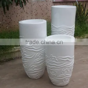 Modern White Fiberglass Planter thumbnail-1