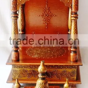 Hand Painted Copper Finish Mini Wooden Temple With Drawer thumbnail-4