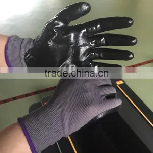 NMSAFETY Grey Nylon Liner Coated Black Nitrile Gloves EN 388 4121 thumbnail-1