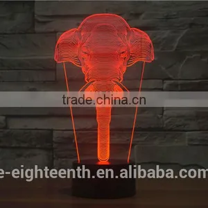 2016 Best Seller Cutomization Gradual Color Changing Elephant Style Touch Panel 3D Illusion Led Night Lights for Decoration thumbnail-2