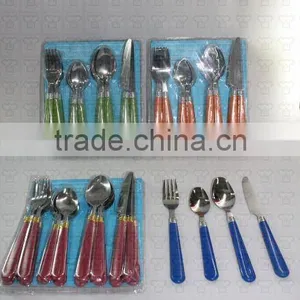 Hot!!!! Stainless Steel Dinnerware Set W/coloreful Plastic Handle thumbnail-1
