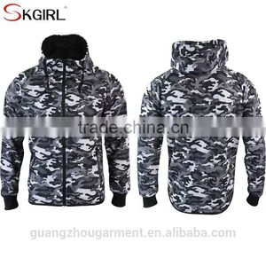 Cheap 100% Cotton Camo Hooded Zip up Hoodie and Jogging Pants Men Tracksuit Set With no Logo thumbnail-4
