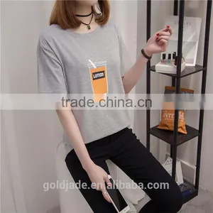 Custom Logo Promotional 100% Cotton Printing Women t Shirt thumbnail-3
