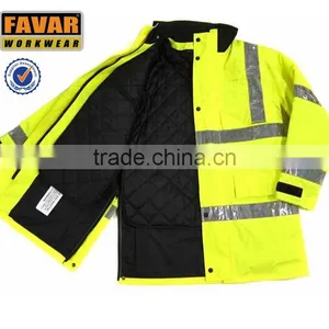 Water Repellent Mid-long Safety Jacket With Sliver Reflective Tapes thumbnail-1