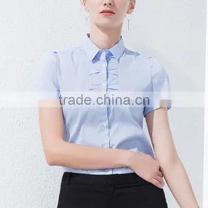 Women Short Sleeve Shirt, 2017 Spring and Summer New Business, Leisure, Self-cultivation, Lotus Leaf Side Collar Shirt thumbnail-5